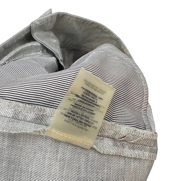 Alice + Olivia Cady Cuff Shorts Linen Blend Low Rise Metallic Silver Size 4 - Picture 10 of 10